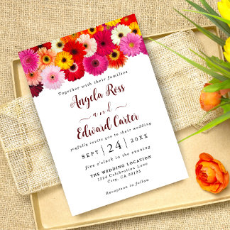 Colourful Daisy Florals Wedding Invitation
