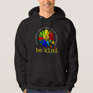 Colourful Daisy Flower Be Kind Autism Awareness 35 Hoodie