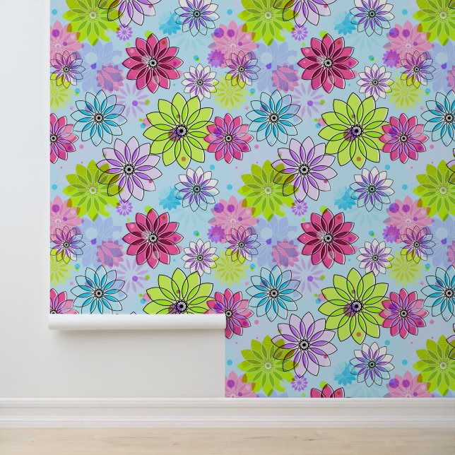 Colourful Daisy Flowers Design Wallpaper (Application)