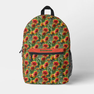 Colourful Daisy Flowers Nature Pattern Personalise Printed Backpack