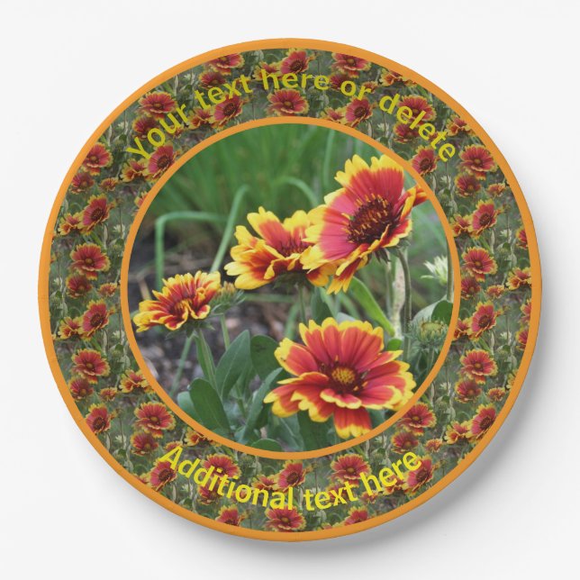 Colourful Daisy Flowers Nature Personalised Party  Paper Plate (Front)