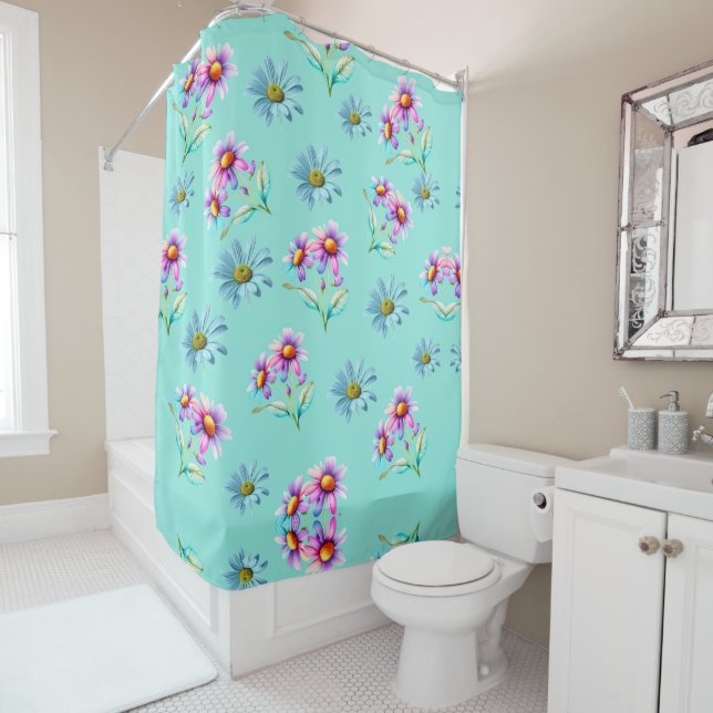 Colourful Daisy Flowers Shower Curtain (In Situ)