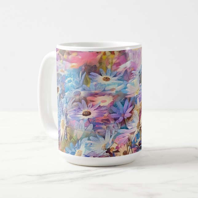 Colourful Daisy Garden Art Mug Cup (Front Left)