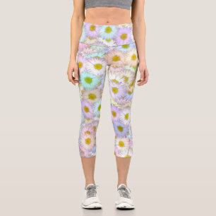 Colourful daisy pattern - pastel capri leggings