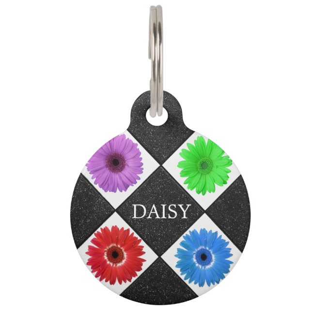 Colourful Daisy Pet ID Tag (Front)