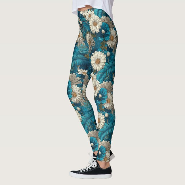 Colourful Daisy Sparkle Workout Cardio Leggings (Left)