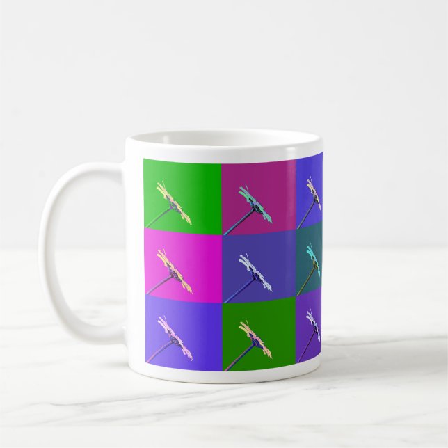 Colourful Daisy Squares, Abstract Floral Art Coffee Mug (Left)
