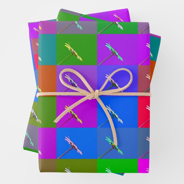 Colourful Daisy Squares, Abstract Floral Photograp Wrapping Paper Sheet (In situ)