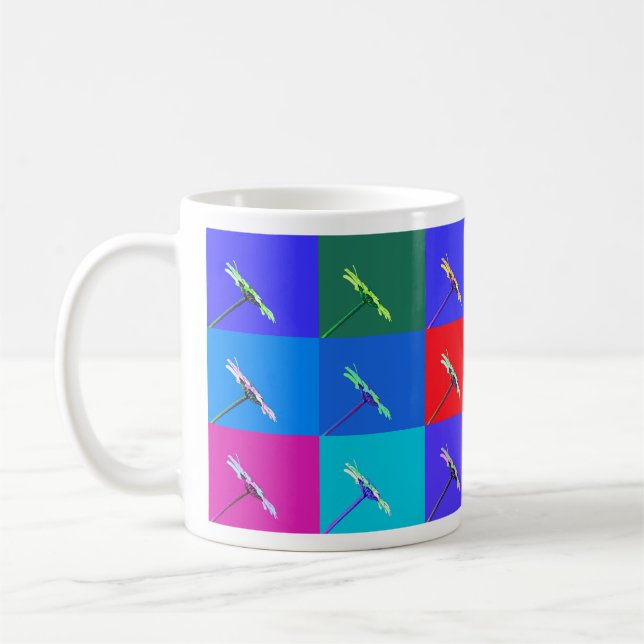 Colourful Daisy Squares, Bright Abstract Coffee Mu Mug (Left)