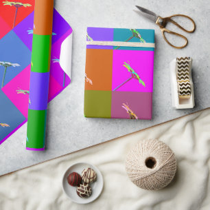 Colourful Daisy Squares, Elegant Abstract Art Larg Wrapping Paper