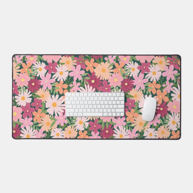 Colourful daisy wildflower botanical desk mat (Keyboard & Mouse)