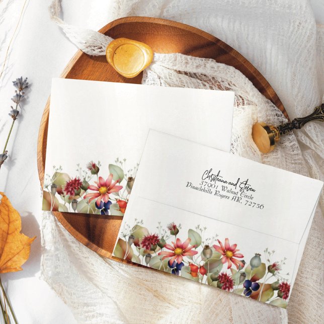 Colourful Daisy Wildflower Watercolor  Floral Envelope (Creator Uploaded)