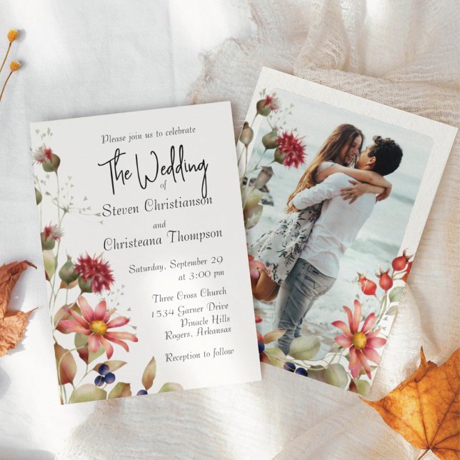 Colourful Daisy Wildflower Watercolor Floral Photo Invitation (Creator Uploaded)