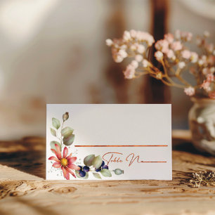 Colourful Daisy Wildflower Watercolor  Floral Place Card