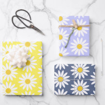 Colourful Daisy Wrapping Paper Flat Sheet Set of 3