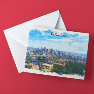 Colourful Dallas Texas Panorama City View Postcard