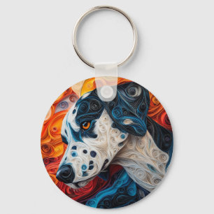 Colourful Dalmatian Dog Portrait Key Ring