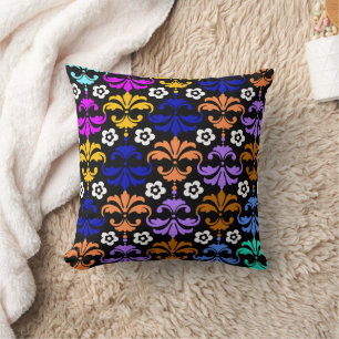 Colourful Damask Pattern Throw Pillow
