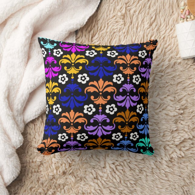 Colourful Damask Pattern Throw Pillow (Blanket)