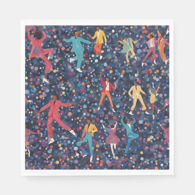 Colourful Dance Party – Retro Celebration Pattern Napkin (Front)