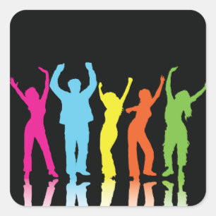 Colourful Dancers Dancing Around Square Sticker