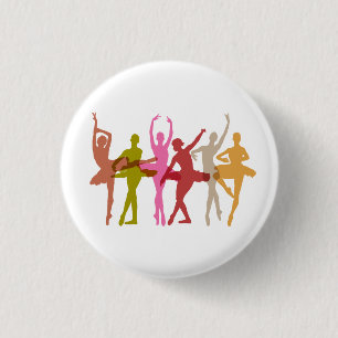 Colourful Dancing Ballerinas 3 Cm Round Badge
