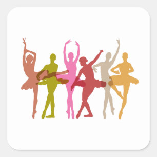 Colourful Dancing Ballerinas Square Sticker