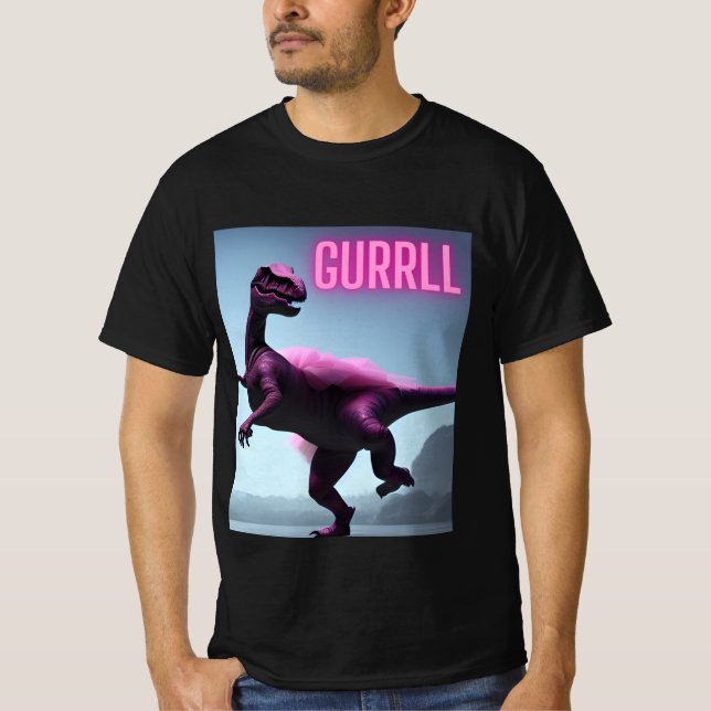 Colourful Dancing Dinosaur in Tutu  T-Shirt (Front)