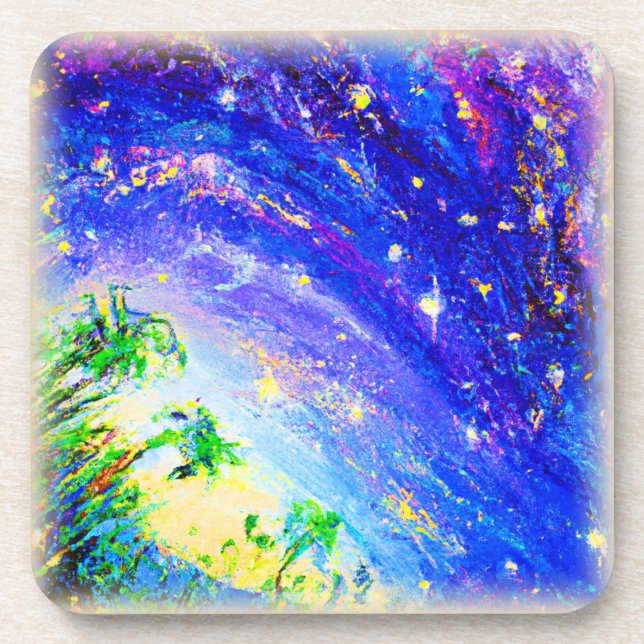 Colourful Dancing Jungle in The Sky. Buy Now Coaster (Front)