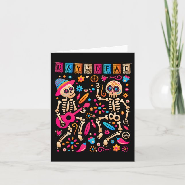 Colourful Dancing Mexican Skeletons - Cute Day Of  Card (Front)