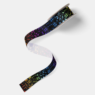Colourful Dancing Music Notes Cheerful Satin Ribbon