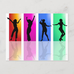 Colourful Dancing Silhouette Postcard