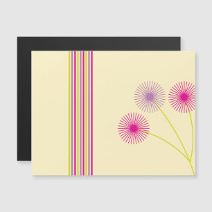 Colourful Dandelion Flowers, Stripes, Boho Abstrac Magnetic Invitation