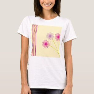 Colourful Dandelion Flowers, Stripes, Boho Abstrac T-Shirt