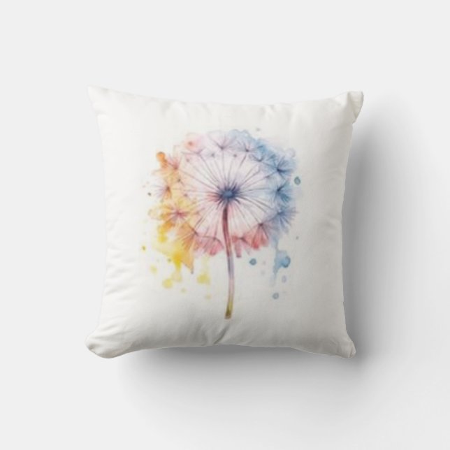 Colourful dandelion throw pillow (Front)