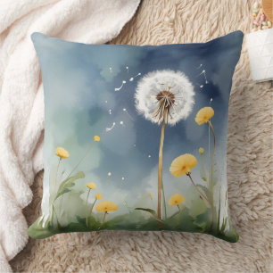 Colourful Dandelion Watercolor Art Cushion