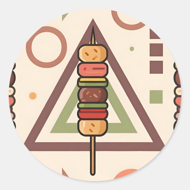 Colourful Dango Skewers Geometric Pattern Classic Round Sticker (Front)