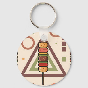 Colourful Dango Skewers Geometric Pattern Key Ring