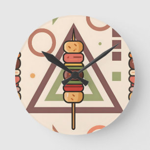 Colourful Dango Skewers Geometric Pattern Round Clock