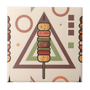 Colourful Dango Skewers Geometric Pattern Tile