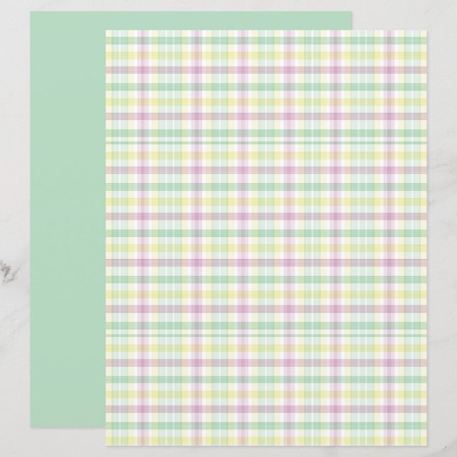 Colourful Danish Pastel Plaid Scrapbook Paper (Front/Back)