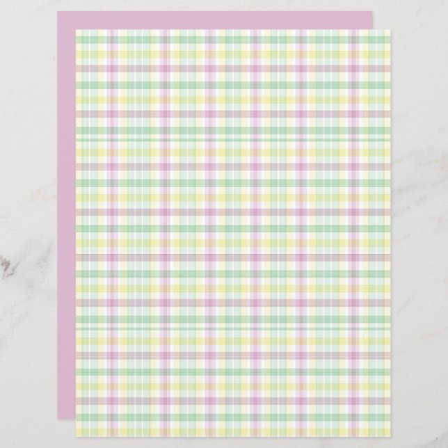Colourful Danish Pastel Plaid Scrapbook Paper (Front/Back)