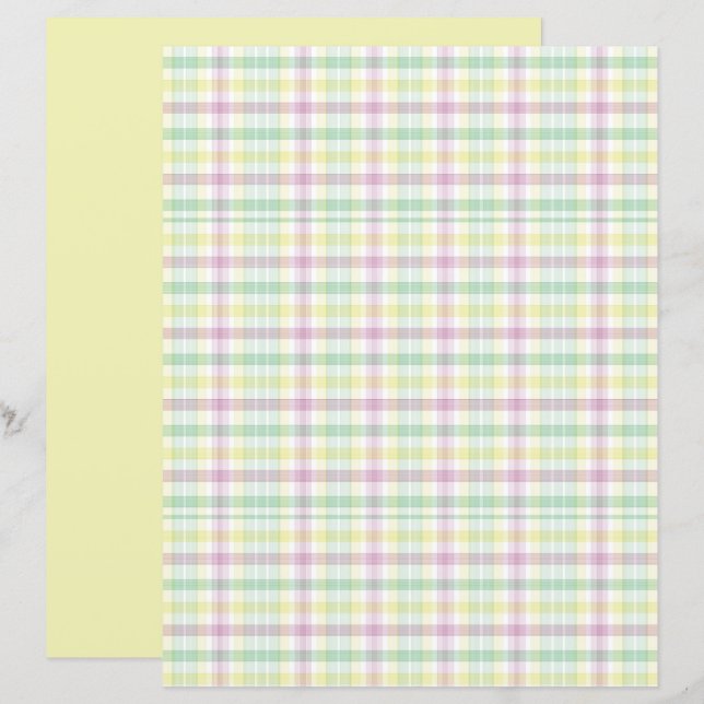 Colourful Danish Pastel Plaid Scrapbook Paper (Front/Back)