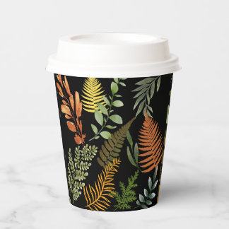 Colourful Dark Fern Botanical Foliage Floral  Pape Paper Cups