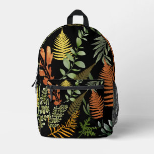 Colourful Dark Fern Botanical Foliage Floral Printed Backpack