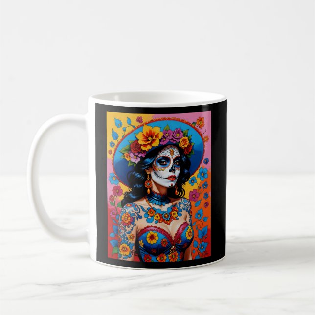 Colourful Day of the Dead Beauty Tee Coffee Mug (Left)