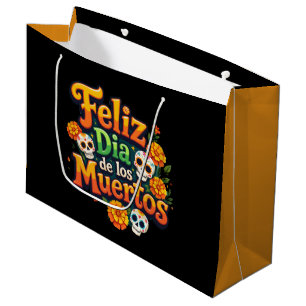 Colourful Day of the Dead Candy Skulls Marigolds Large Gift Bag