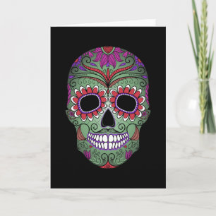 Colourful Day of the Dead Grunge Sugar Skull Card
