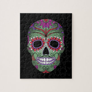 Colourful Day of the Dead Grunge Sugar Skull Jigsaw Puzzle