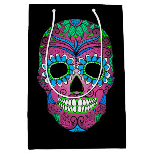 Colourful Day of the Dead Grunge Sugar Skull Medium Gift Bag